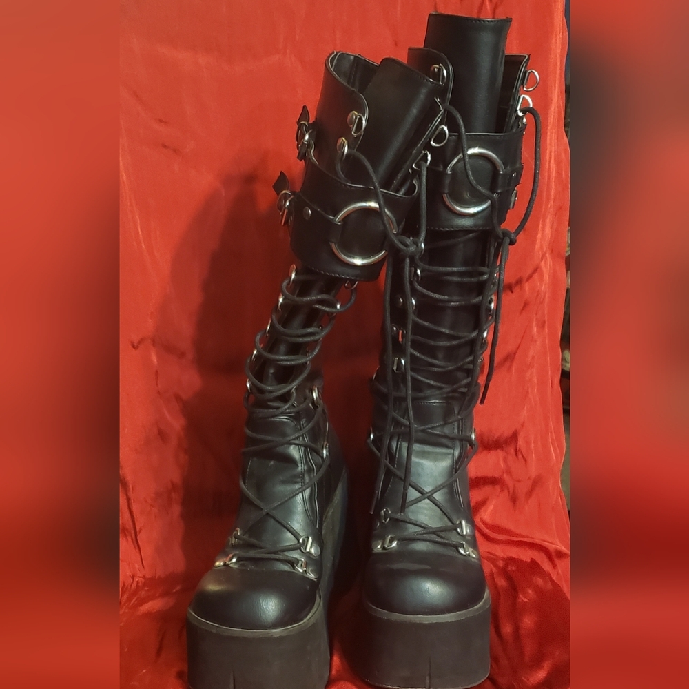 Black Platform Lace-Up Boots
